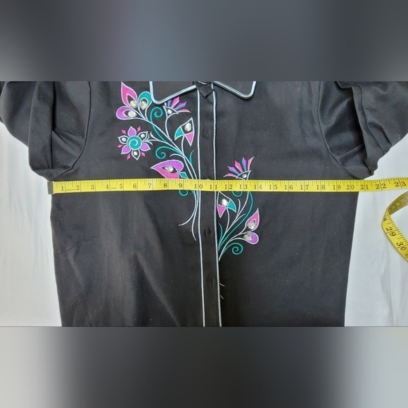 Bob Mackie Wearable Art Black Button-down Embroidered Shirt Size M - Picture 13 of 16